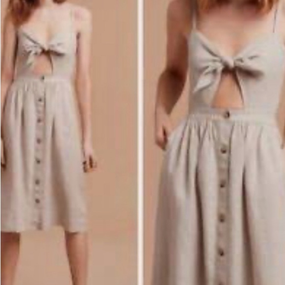 Aritzia Wilfred Adelia Linen Midi Dress Size 10